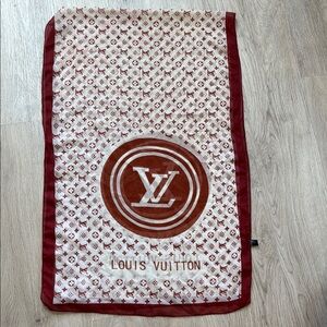 Louis Vuitton Burgundy and White Monogram Shawl